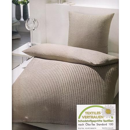 SCHÖNER LEBEN. Bettwäsche Microfaser Seersucker uni braun 135x200cm
