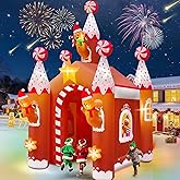 Kalolary 13FT Christmas Inflatable Archway with LED Light, Large Gingerbread Man Tunnel Inflatable Christmas Castle Yard Inflatables Xmas Blow Up Outdoor Decoration for Holiday Party Home Lawn Family
