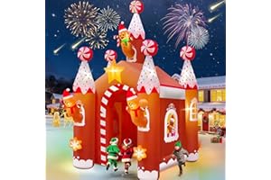 13FT Christmas Inflatable Archway with LED Light, Kalolary Large Gingerbread Man Tunnel Inflatable Christmas Castle Yard Infl