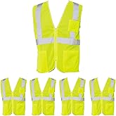 ATERET Reflective High Visibility Safety Vest, Class 2 Type R, 5 Pack I Compliance with ANSI/ISEA 107-2015