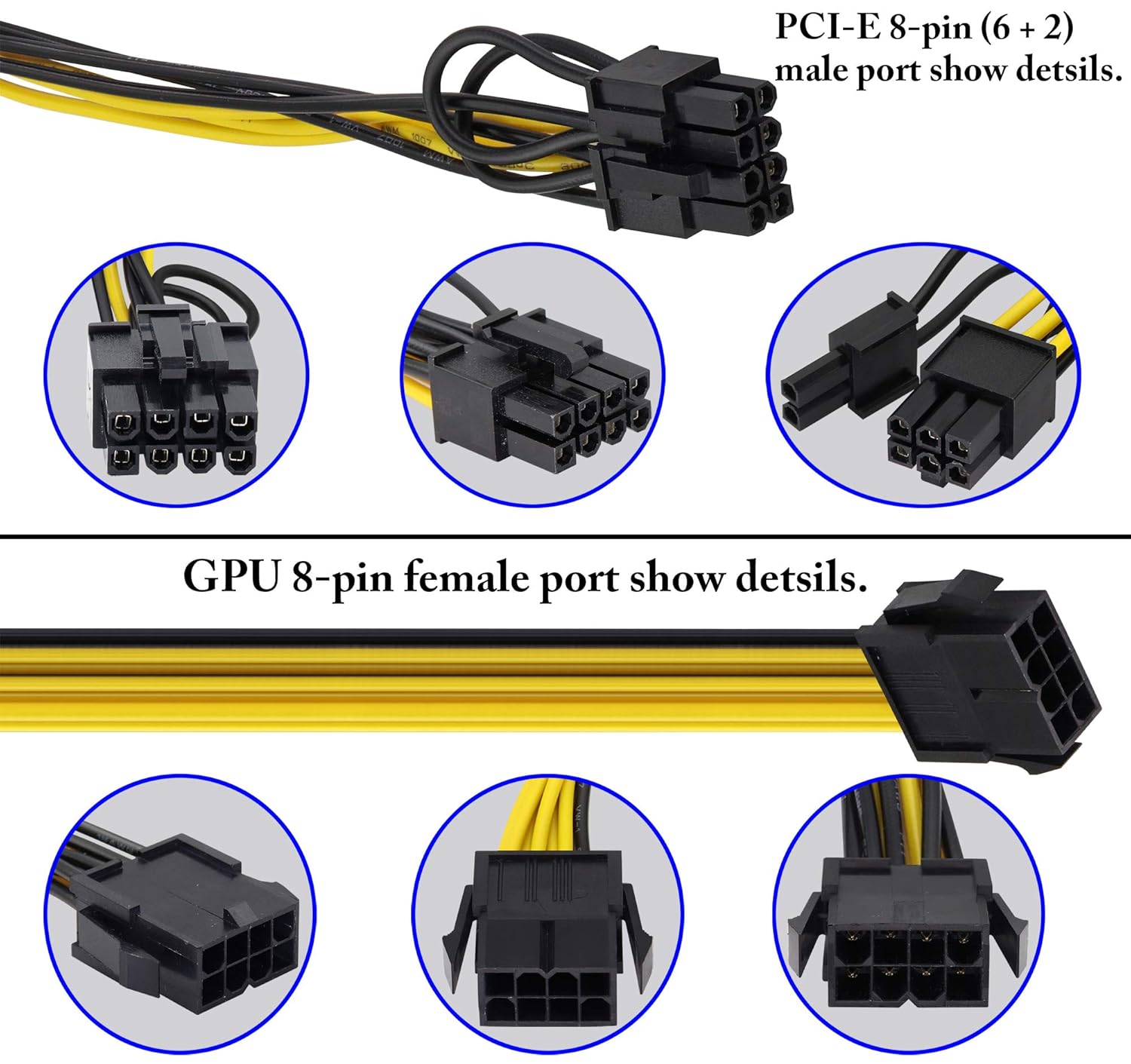 zdyCGTime 8pin to Dual 8Pin (6+2) Pin Power Supply line Graphics Video Card Extender Cable - Image 5