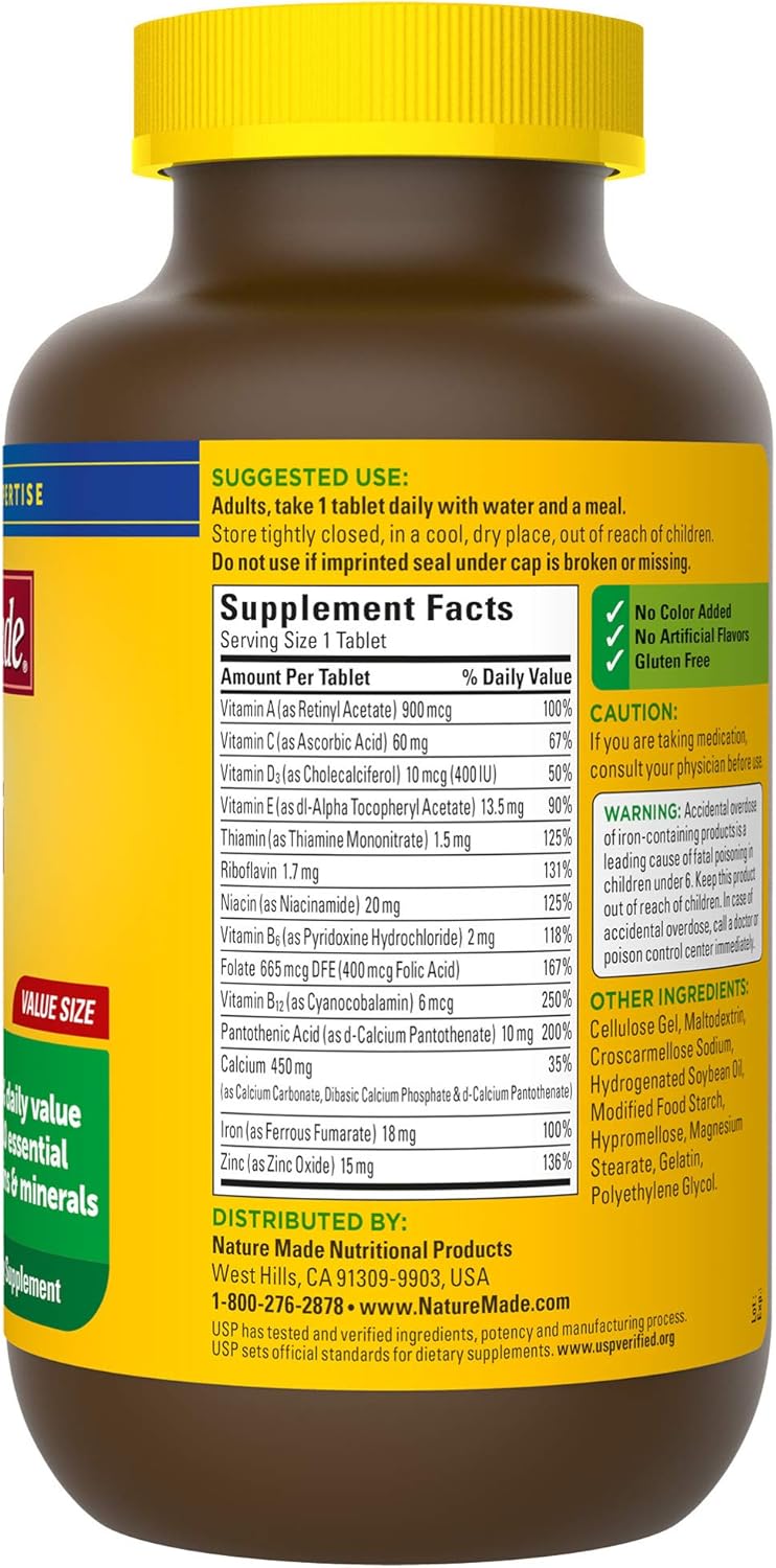 Nature Made Multi Daily Vitamin With Iron and Calcium, Value Size, 300 Tablets: Health & Personal Care
