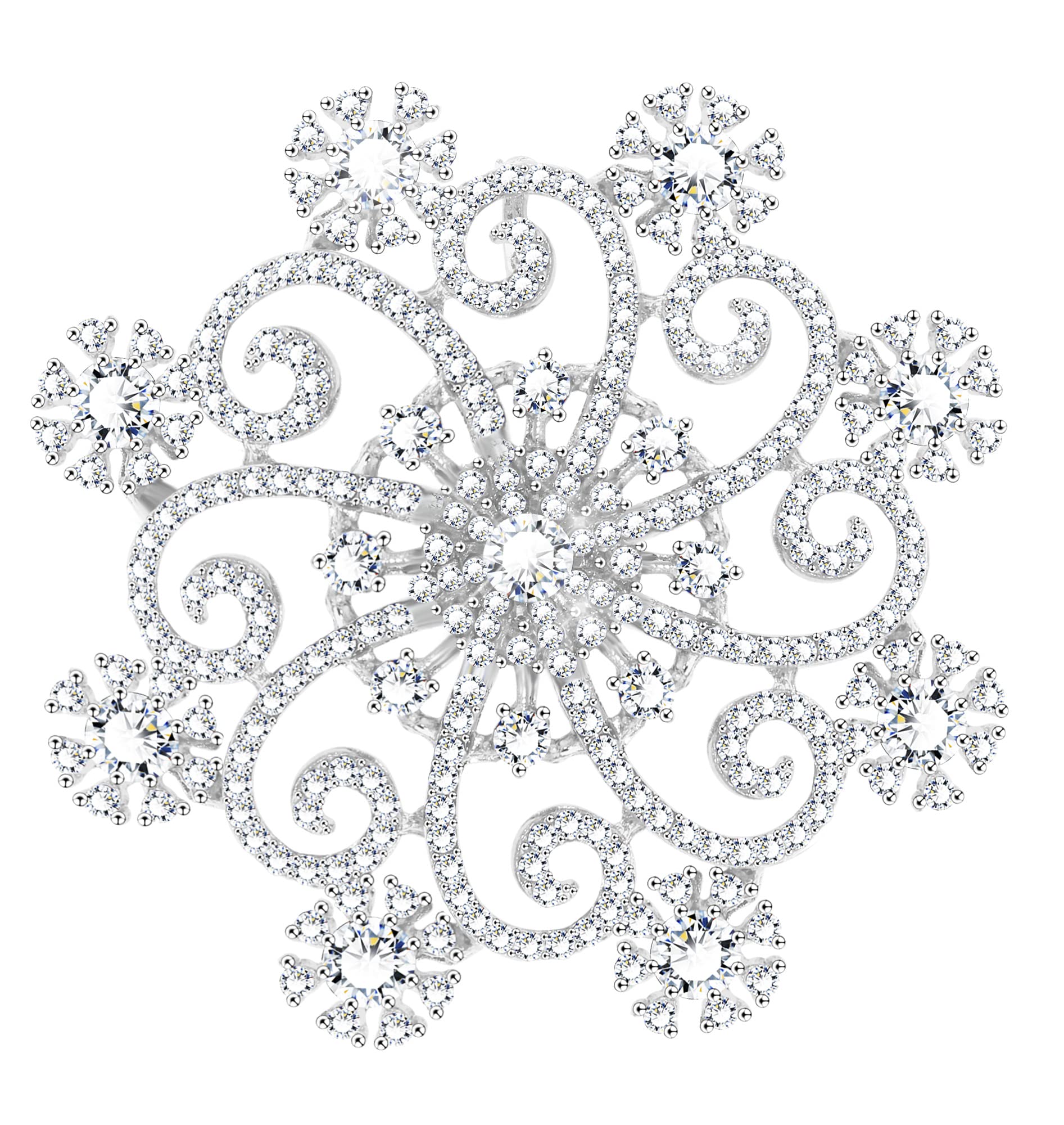 KristLand Crystal Flower Brooch Bridal Brooch Silver Tone Art Deco Retro Wedding Engagement Party Bridesmaid Gift for Women Ladies Girls