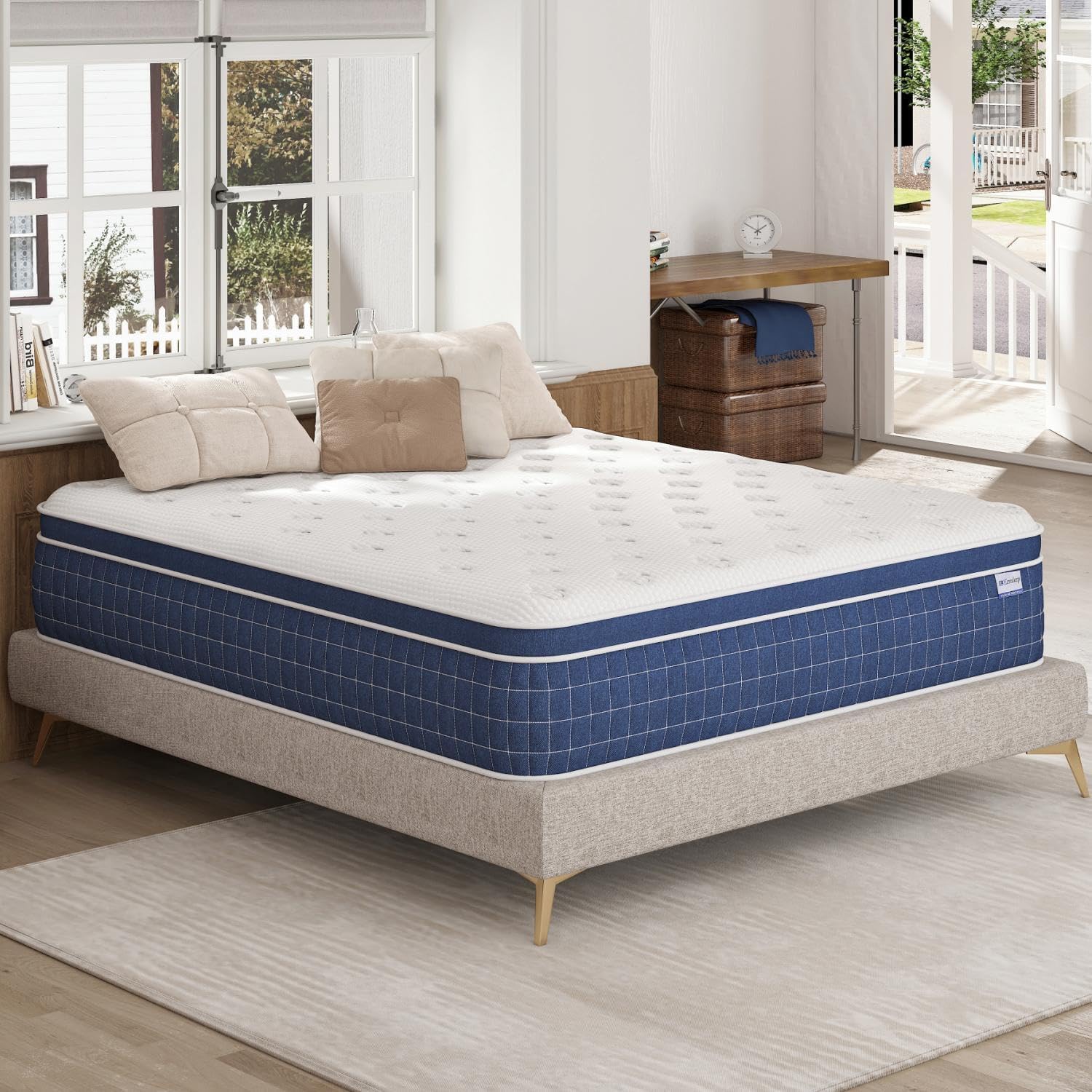 Photo 1 of Queen Size Mattress, Upgrade Strengthen, 14 Inch Firm Hybrid Queen Mattress in a Box, Mattress Queen Size With Memory Foam and Independent Pocket Springs, Release Stress, Strong Edge Support