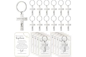 Juinte Christian Gifts Bulk Religious Jesus Keychains with Inspirational Faith Gift Card for Christian Christmas Men Women