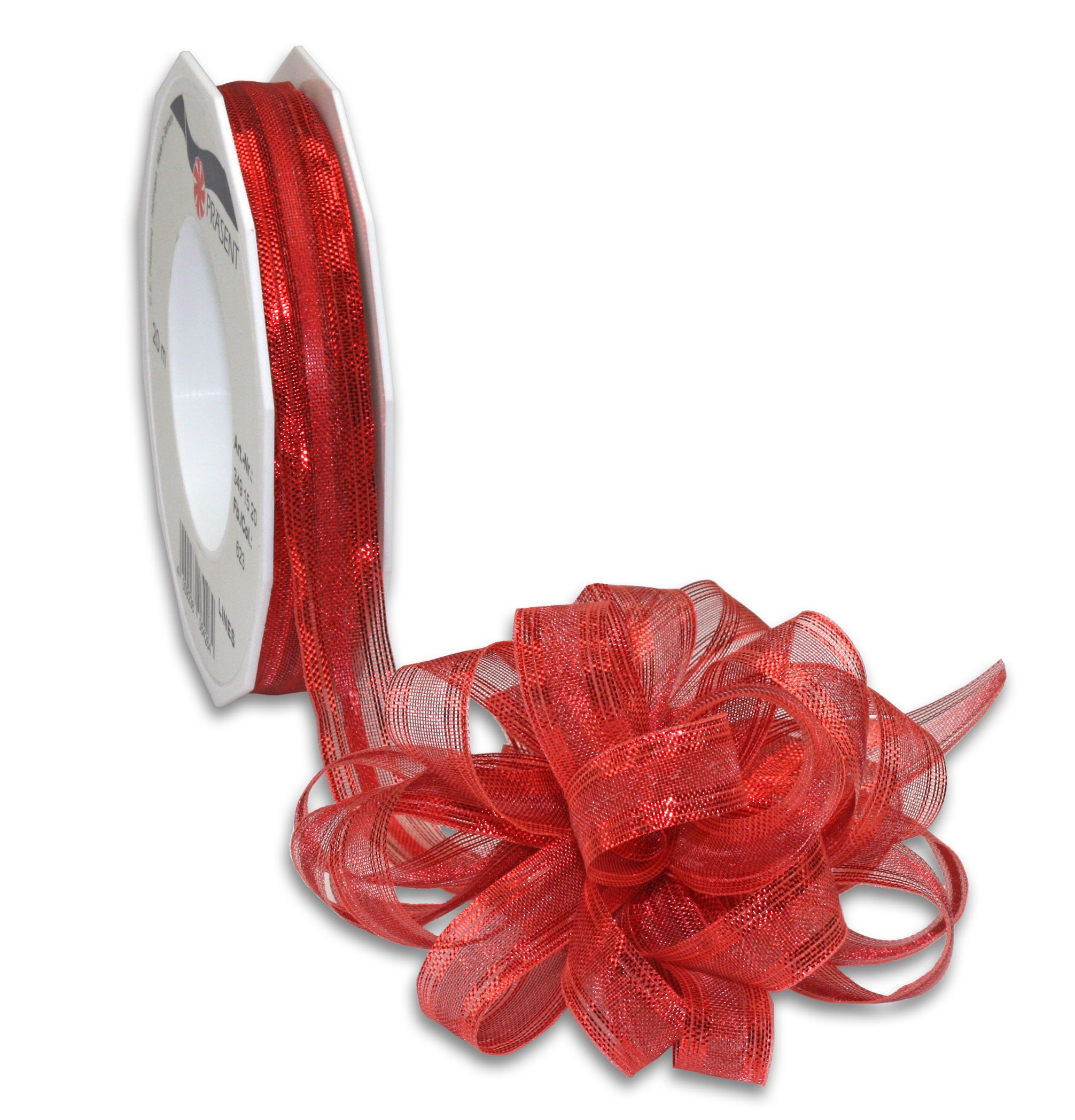 Präsent - Astoria Pull Bow Ribbon Red 15 mm width, 20 m length
