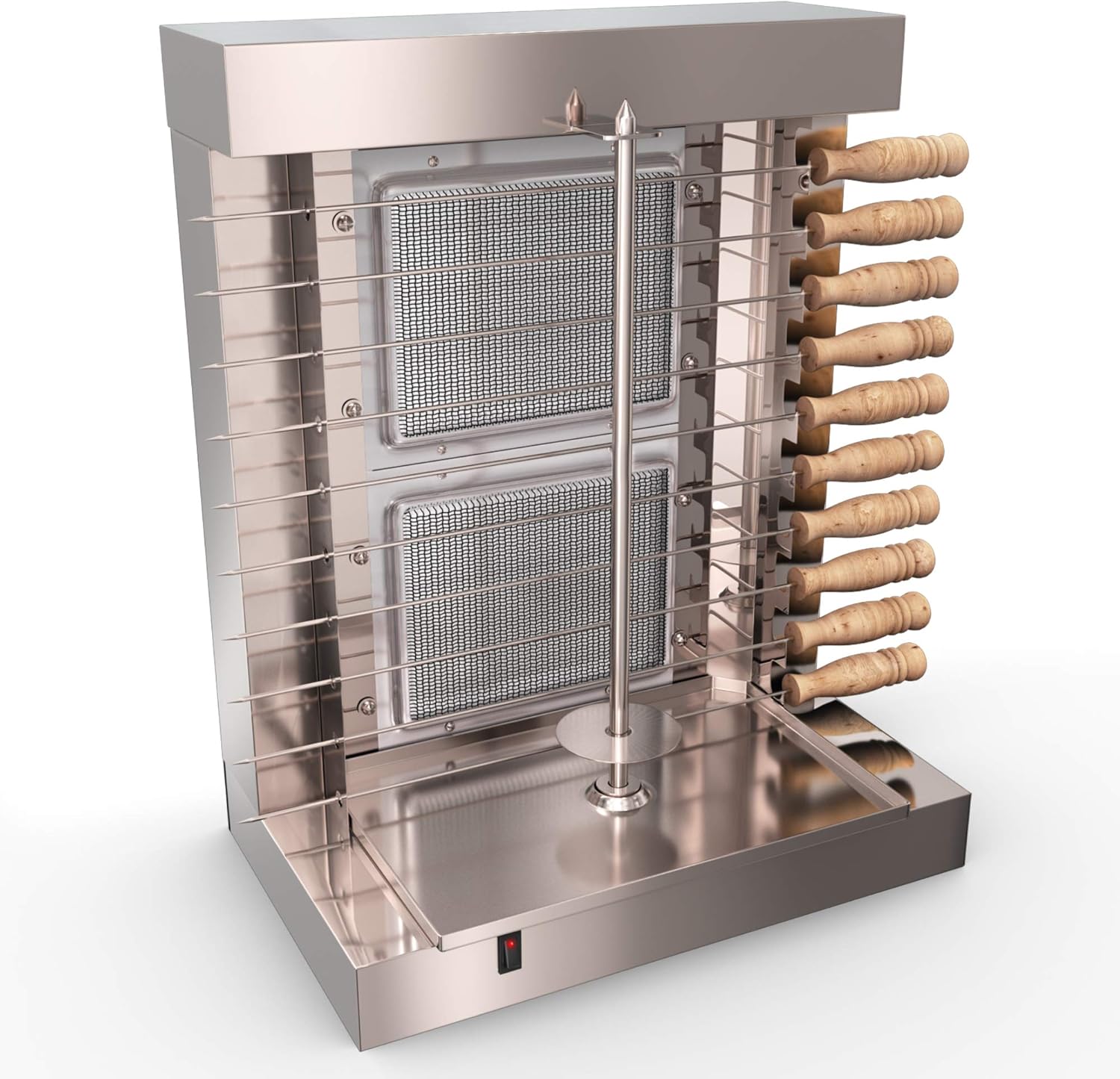 review Bioexcel Tacos Al Pastor Doner Kebab Shawarma Gas Burner Grill - Vertical Broiler - Automatic 2 Burners Machine with 10 Side Kebab Skewers Burners Propane Gas