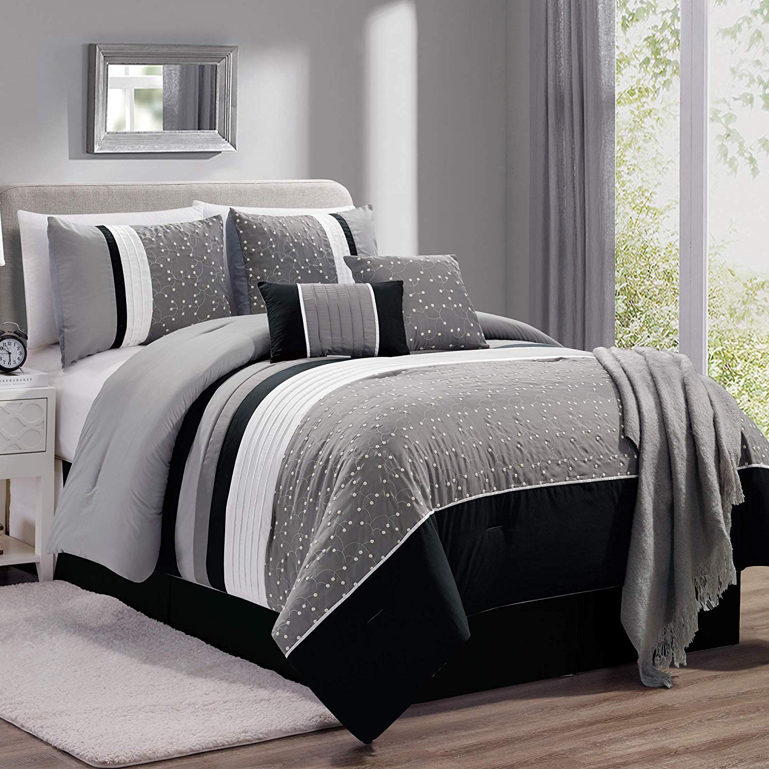 Amazon Com Royal Hotel Negeen Gray Black And White King Size