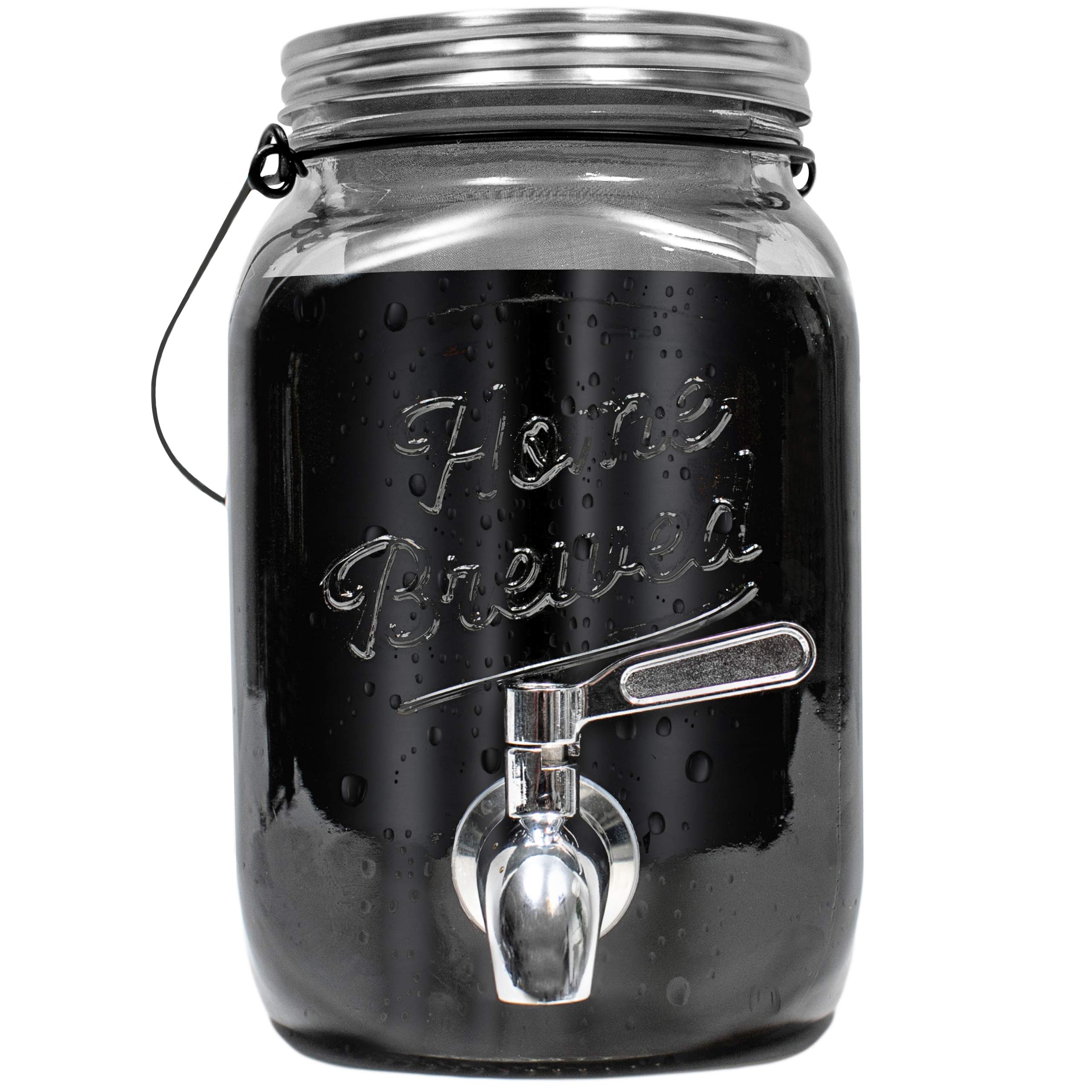 Willow & Everett Cold Brew Maker - Iced Coffee Makers - Glass Pitcher w/Stainless Steel Spout - Removable Filter - Airtight & BPA-Free Mason Jar w/Tap - 2L