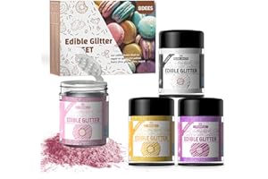 BDEES Edible Glitter Set - 4 Colors Food Grade Edible Drink Glitter for Cake Strawberries Drink Dust Shimmering, Vegan Food Coloring Sprinkle for Chocolates, Fondant Pops (3g per Bottle)