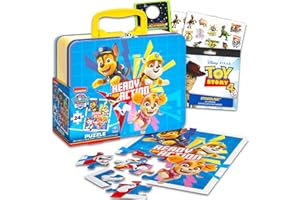 Nick Shop Nickelodeon Paw Patrol Tin Lunch Box Activity Set Bundle - Paw Patrol Tin Lunch Pail with Toy Story Stickers, and Door Hanger | Paw Patrol School Supplies