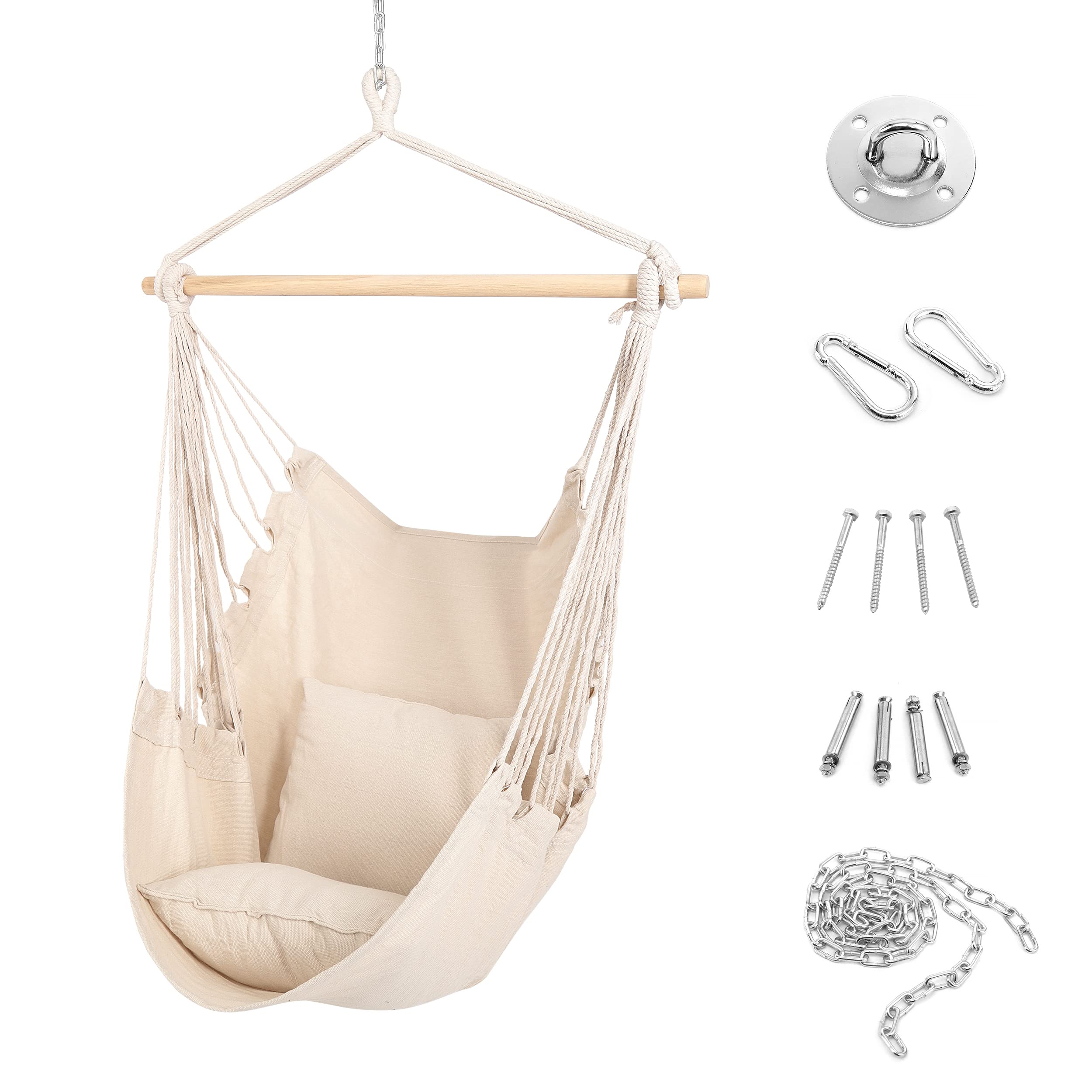 SereneLifeHome Hammock Chair Hanging Rope Swing Chair, Macrame