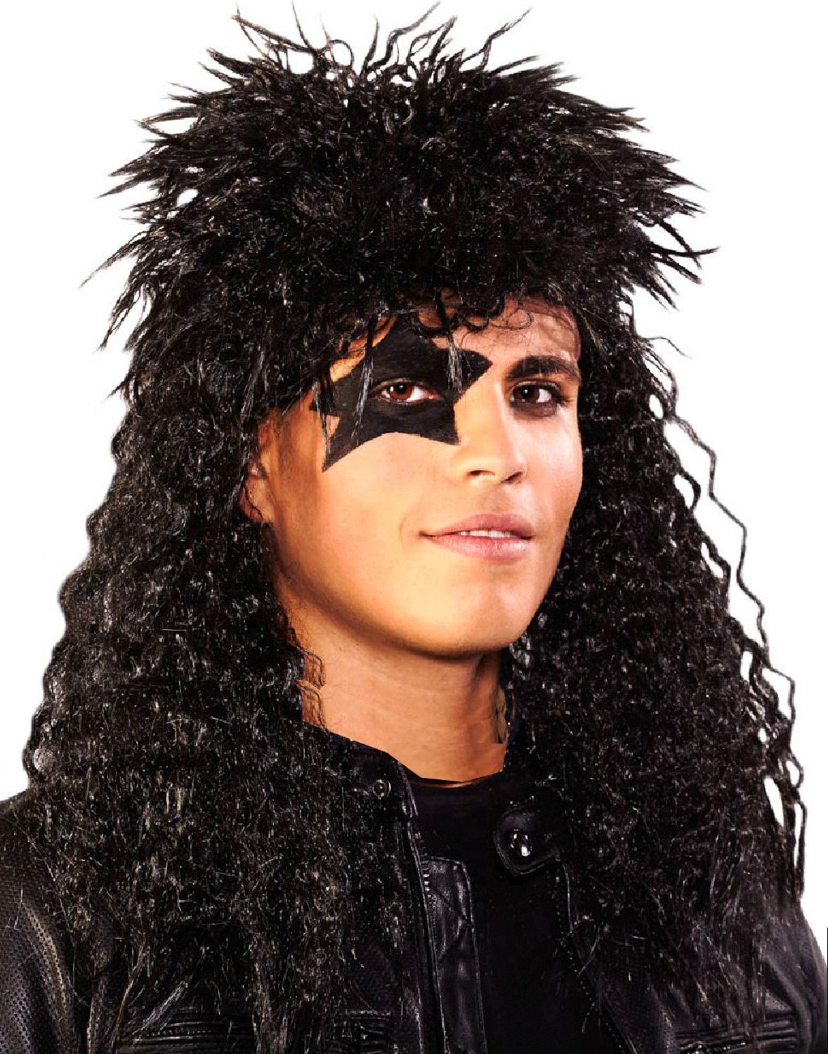 Folat 26771 Metal and Glam Rock Wig, Black, One Size
