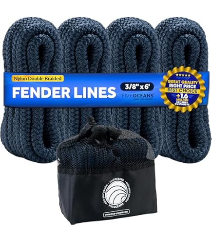 BORED? PARACORD! Marine Grade Fender Lines - 2 Pack 6ft Double Braided Nylon Boat Ropes