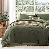 WRENSONGE Oversized Queen Comforter Set - 3 Pieces Prewashed Olive Green Comforter Soft Lightweight for All Seasons,Down Alternative Comforters Oversized Queen Size with 2 Pillow Shams