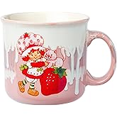 Silver Buffalo Strawberry Shortcake Drip Effect Ceramic Camper Mug with High Gloss Treatment, 20 Ounces