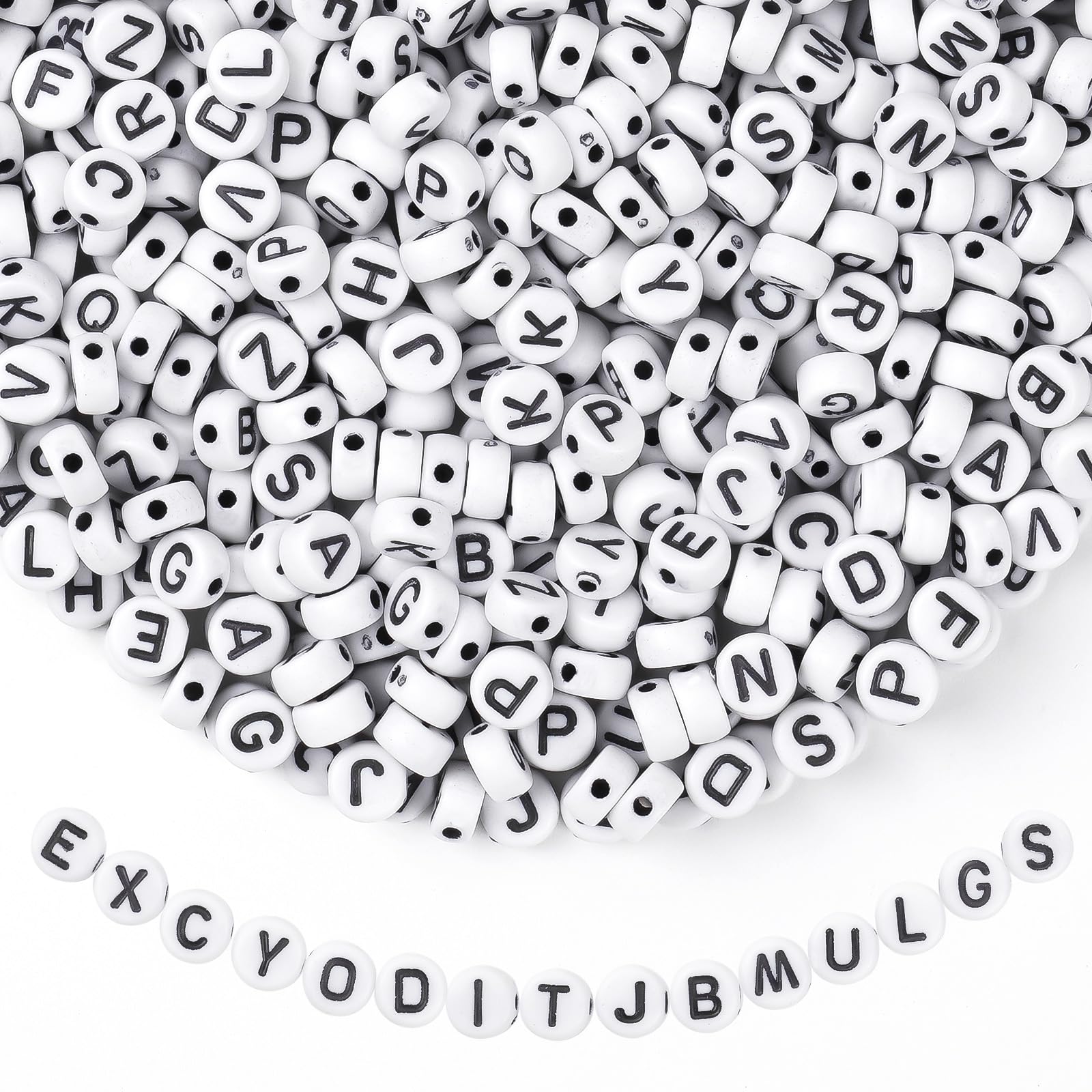 Vicloon 1200 Pcs Acrylic Letter Beads, 7mm White Alphabet Beads Kit, A-Z Alphabet Bead with Storage Box, for Friendship Bracelet Making Kits, Handicraft Work DIY Projects, Jewelry Making, Round