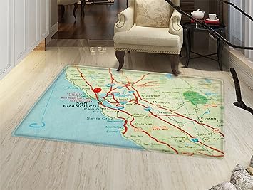 Amazon Com Smallbeefly Map Bath Mats For Floors Vintage Map Of