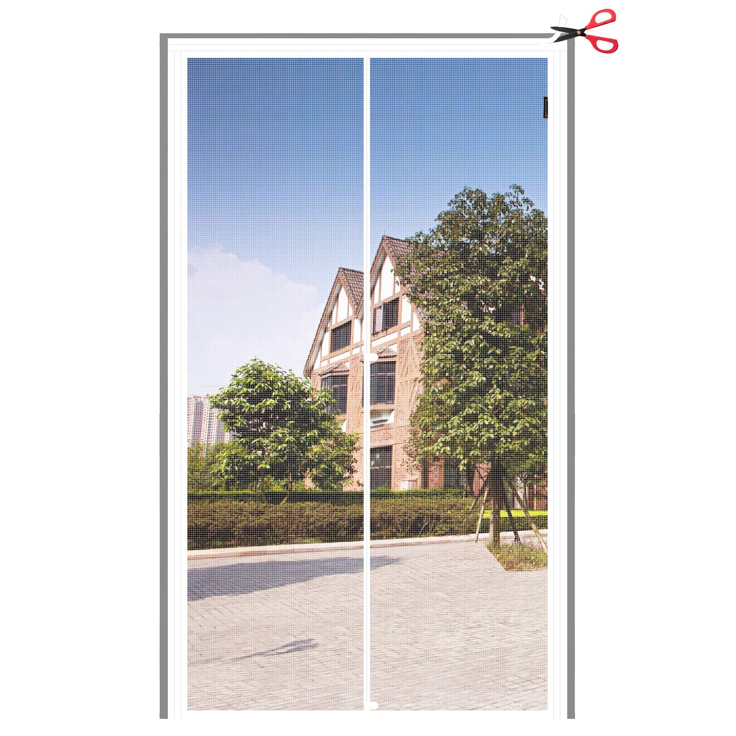 Photo 1 of Yotache Adjustable Screen Doors with Magnets Fit Doors Size Width 36"-40" Height 81"-83", Strengthened Polyester Net with Full Frame Hook&Loop Strip, White