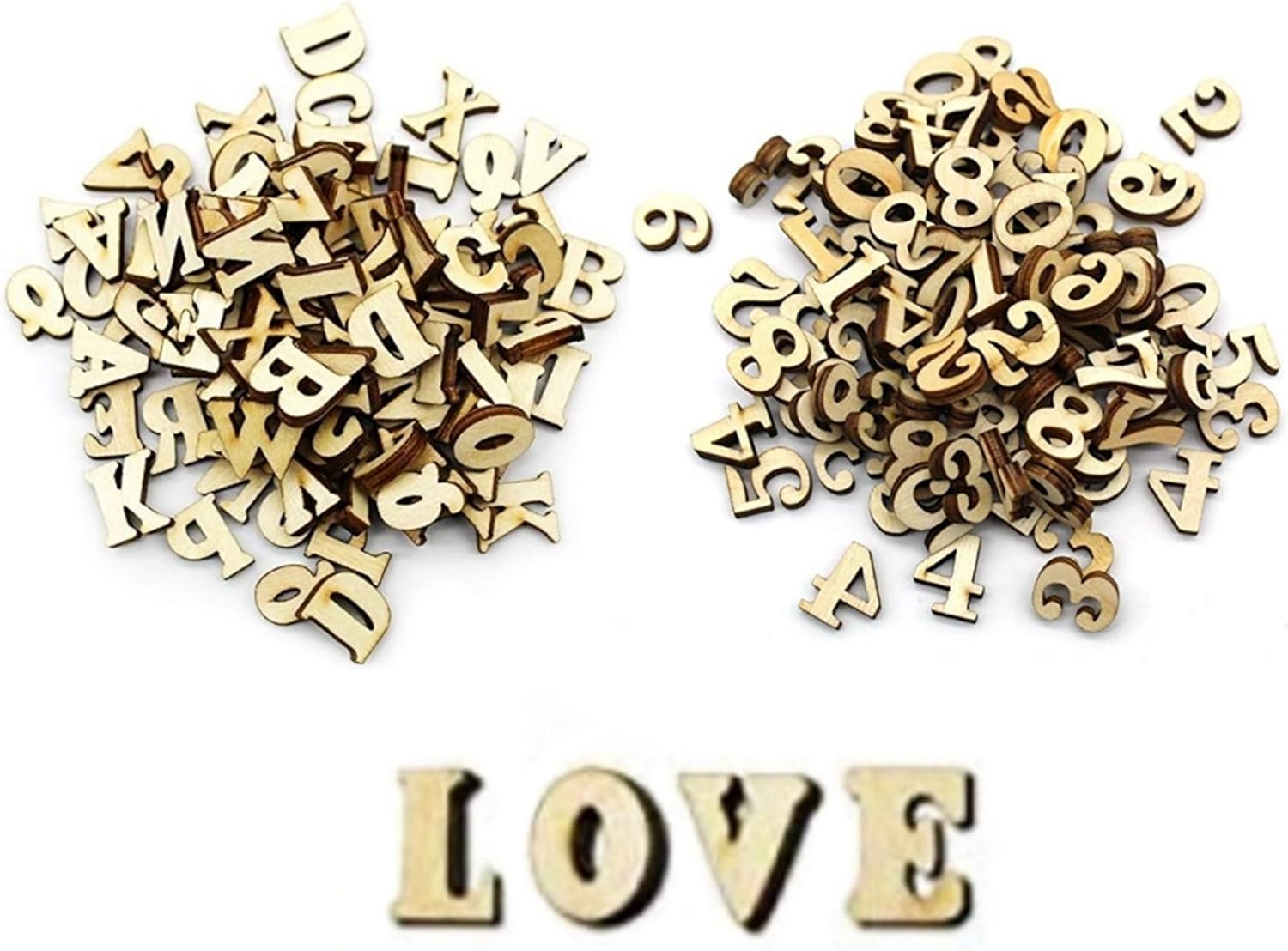 200 Pcs Wooden Letters Numbers Small Wooden Alphabet Number Symbol 100 Capital Letters and 100 Numbers for Crafts DIY Gift Decoration(Random Packing)