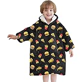 Fiosnow Pizza and Chips Blanket Hoodies for Kids Toddler 2-6YR Oversize Wearable Blanket Hoodies for Boys Girls Teens