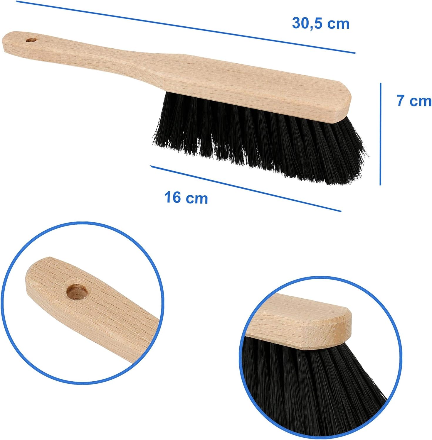 Lantelme Dustpan Set with Hand Brush Wood Dustpan Metal Robust Shovel