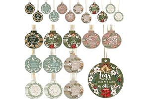 Heigble 24 Set Christmas Scented Hanging Ornament Bulk Religious Xmas Christian Appreciation Gift Scent Sachet with Card Bag Bible Verse Decor for Secret Sister in Christ Gift Sunday School Women