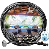 MIXC Misters for Outside Patio, 75FT (23M) Misting Line+23 Mist Nozzles+3/4" Brass Adapter, Outdoor Misting Cooling System for Patio Backyard Garden Greenhouse Horse Corral