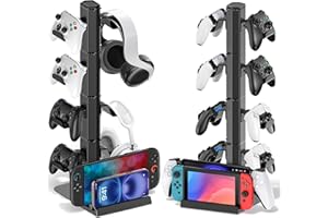 KYTOK Gaming Headset & Controller Holder Stand for Gamer Gift, Gaming Headphone Desk Organizer Storage with Cable Hook for Xbox/ PS5/ PS4/ Controller, Nintendo Switch 1/ 2/ PS Portal Console/ Remote & Phone