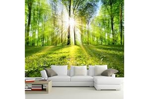 KEARTNZI Custom 3d Forest Wallpaper Sunshine Nature Landscape Self-Adhesive Wall Mural Green Lawn Plants Wallpaper Living Roo