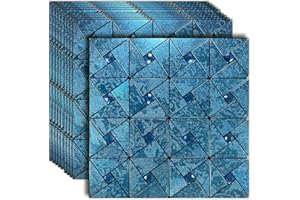 sanyeskkiy 10 Sheets Peel and Stick Backsplash Tile, Self-Adhesive Mosaic Tile, Stick on Kitchen, Bathroom Vanities, Fireplace Décor, Laundry Table (10, Lasing Bronze) (10, Blue)