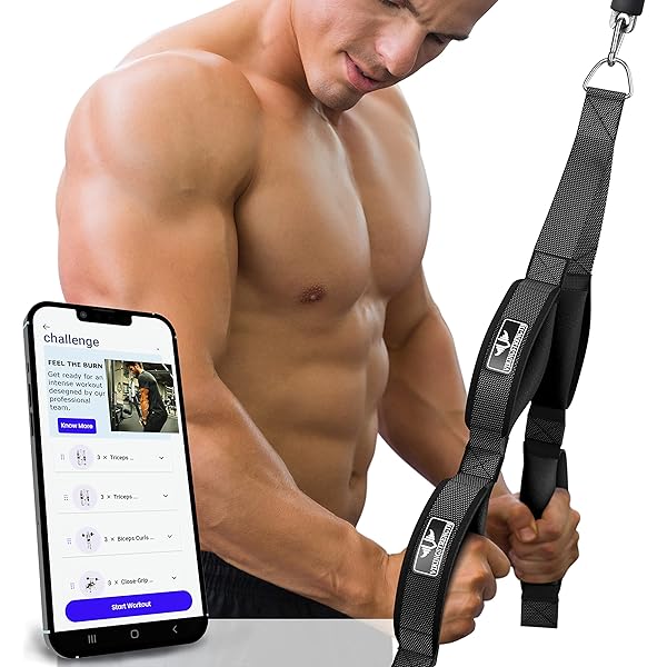 Innstar Tricep Rope Cable Attachment Pulldown Heavy Duty Long Handle