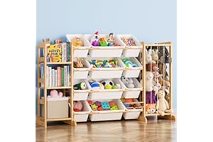 MIROLAM Toy Storage Organizer with Bookshelf and Stuffed Animal Storage - Kids Playroom Organization with Shelves and 12 Toy Bins - Toddler Living Room Toy Box for Lego - Nursery Bedroom Decor Essentials