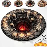 XIDIAK Halloween Rug, 3D Haunted Staircase Round Rug 24inches, 3D Optical Illusion Halloween Area Mat, Non-Slip Soft Fabric for Living Room Indoor Decor (Skull)
