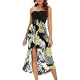 Women's Beach Dress Summer Maxi Sundress Strapless Hawaiian Cover Ups Asymmetrical Wrap Dresses