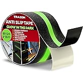 Grip Tape - Heavy Duty Anti Slip Tape for Stairs Outdoor/Indoor Waterproof Safety Non Skid Roll for Stair Steps Traction Tread Staircase Grips (2 Inch x 35 Feet, Black with Glow in The Dark Strips)