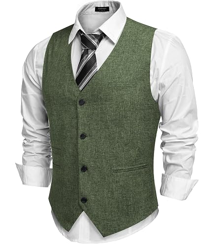 amazon men dress PJ PAUL JONES Mens Tweed Suit Vest Vintage Herringbone Wool Blend Waistcoat Off Shoulder Uniform Guide – Army a length that will Set Option:Dress/Plain Sash