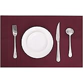 Randall Waffle Stripe Placemats 4pcs Set Heat Insulated Resistant Spot Clean Machine Washable, Soft and Durable for Kitchen Dining Office Farmhouse (12''×18'', Wine Red)