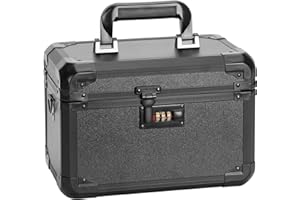 LOCKCURX Secure Security Lock Boxes - Safe Combination Lock Box, Storage for Documents, Mesh Pocket & Adjustable Compartments, Store Valuables, Tools & Money【Medium】 12.2 x 7.8 x 6.8 Inch - Black