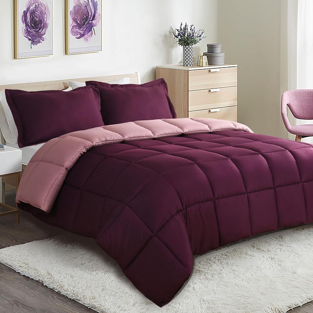 HIG 3 Piece Plum Reversible Duvet King 240x220 OEKO-TEX 10.5 Tog