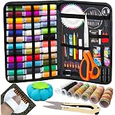 Sewing Kit for Adults, 225 Pcs Needle and Thread Kit with Sharp Scissors and Yarn Snips, Portable Travel Sewing Supplies Set Professional Sew Kit for Beginners, Home Use and Travel Emergency