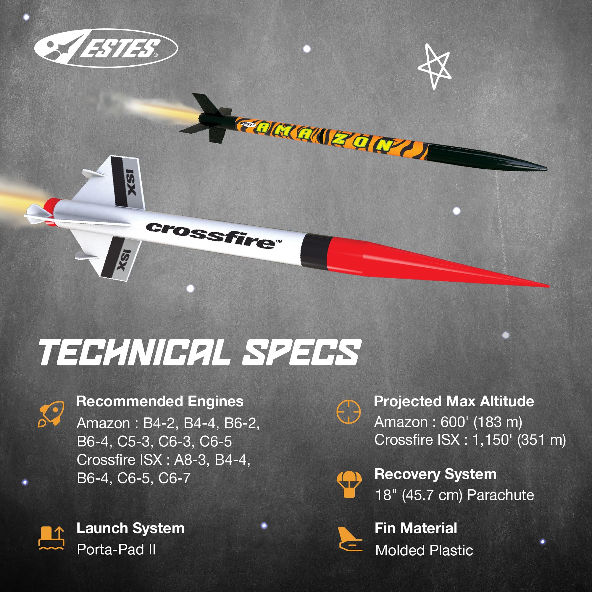 Estes 1469 Tandem X Rocket Launch Set, Prebuilt Beginner Flying-Rocket-Model Set for Ages 10+, Includes Launch Pad System