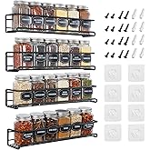 Spice Rack Wall Mounted 4 Tier – Space-Saving Kitchen Spice Organizer for Seasonings – Screw or Adhesive Hanging – Wall Mount Hanging Spice Rack for Wall, Cabinet, Pantry Door 2.5x 2.5x11.5 in