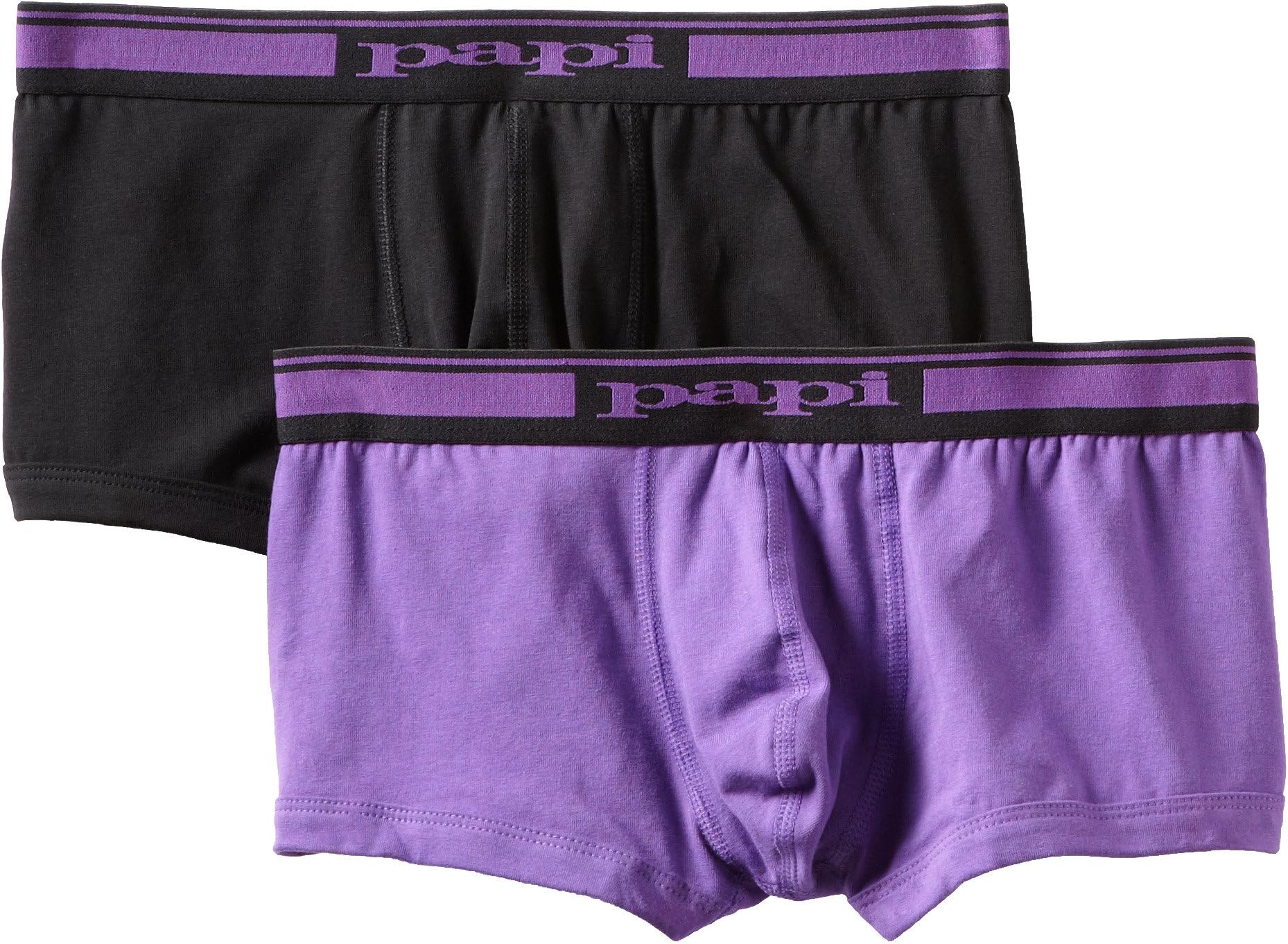 Papi Men's Cotton Stretch 2 Pack Solid Brazilian Trunk Brief