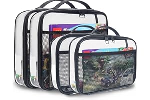 holay 4 Packs PVC Zippered Blocks Set, Toy, Clay, Board game Storage Organizer Case (Name Tag, Manual Pocket) (Black, Small, Large)