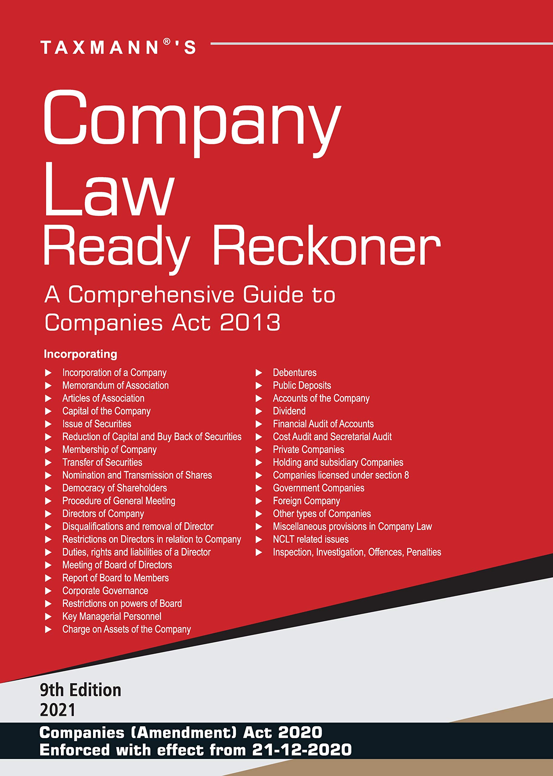 Taxmann’s Company Law Ready Reckoner A Comprehensive Guide to Companies Act 2013 As Amended by