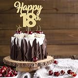 Gyufise 3Pcs Happy 18th Cake Toppers Gold Glitter 18th Birthday Decorations view 6