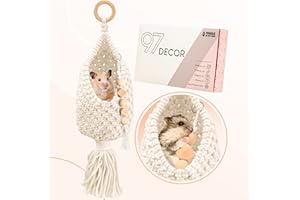 97 DECOR Rat Hammock for Cage - Hamster Hammock, Ferret Hammock for Cage Sleep Sack, Guinea Pig Hide, Hanging Hamster Beds, Small Animal Hammocks for Rats & Ferrets, Pet Rat Cage Accessories (Macrame)