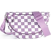 MEISEY Checkered Crossbody Messenger Bag, Black and White Pattern, Adjustable Shoulder Strap
