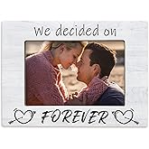 Hiuwevt Wedding 4x6 Picture Frame, Engagement Photo Frame, Wedding Gifts for Newlyweds, Just Engaged Married Gifts, We Decided on Forever Wooden Picture Frames for Wall or Tabletop Display